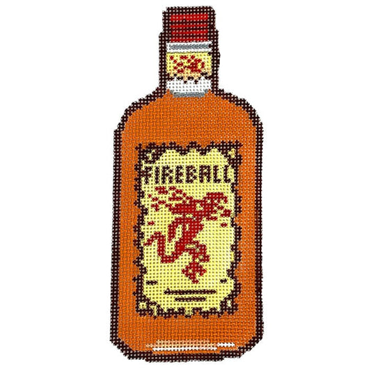 Fireball Bottle Painted Canvas Elm Tree Needlepoint 