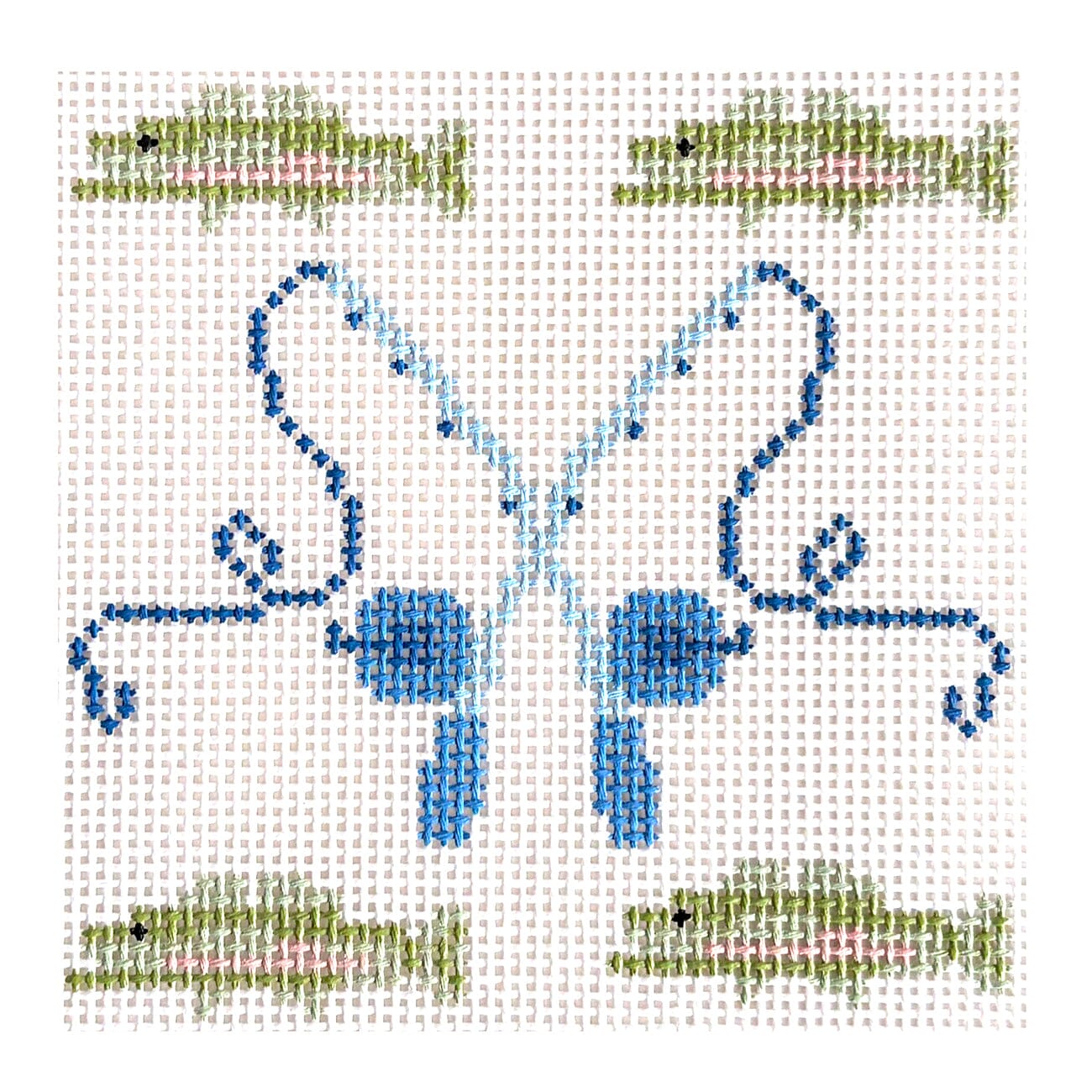 Fish and Poles 5x5 Painted Canvas Walker's Needlepoint - 1