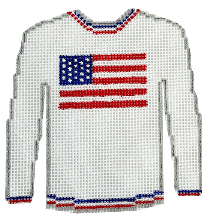 Flag on White Sweater Painted Canvas Kristine Kingston - 1