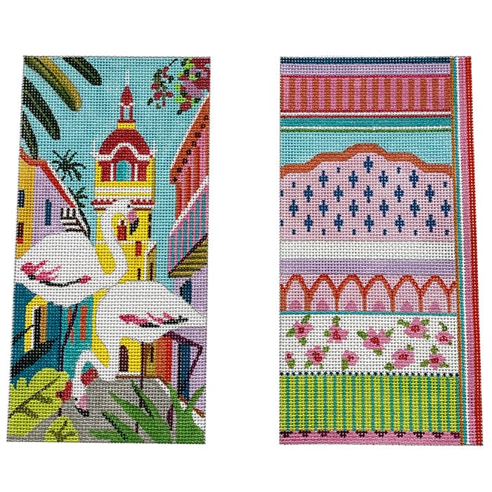 Flamingle Double Eyeglass Case Painted Canvas Colors of Praise