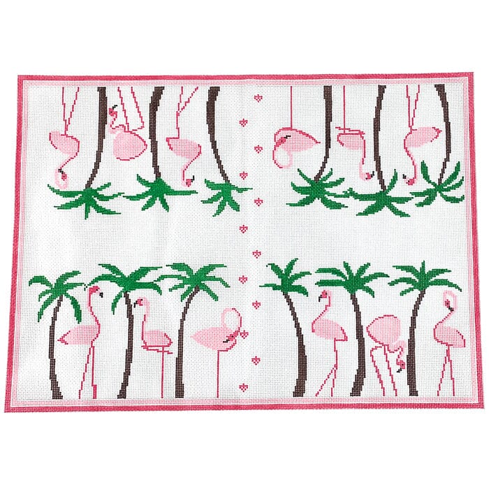 Flamingo Backgammon Board Painted Canvas KCN Designers - 1
