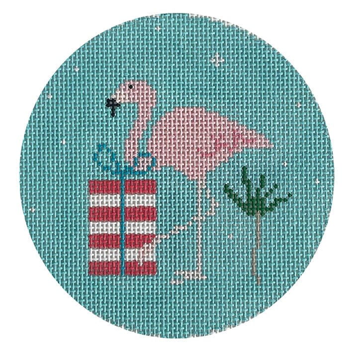 Flamingo H Stripe Round Painted Canvas Pippin