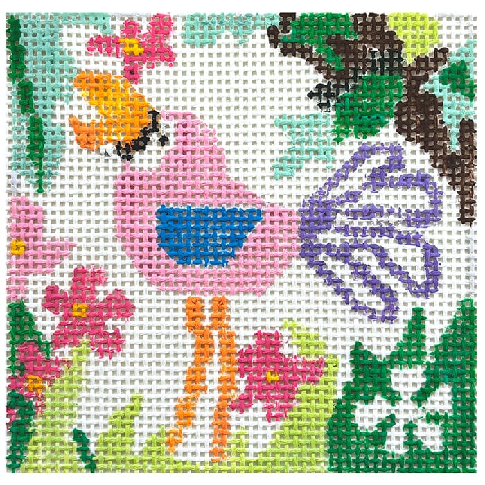 Flamingo New Zoo Coaster Painted Canvas Jean Smith - 1