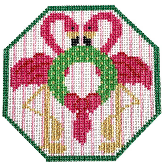 Flamingos Printed Canvas Two Sisters Needlepoint