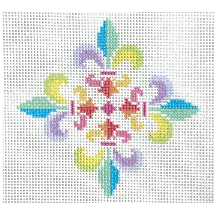 Fleur de Lis Rainbow Quad Painted Canvas KCN Designers