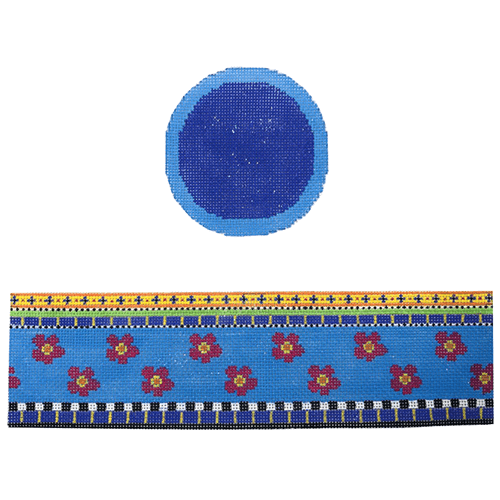 Floral blue and purple hinged box with hardware Painted Canvas Funda Scully - 1