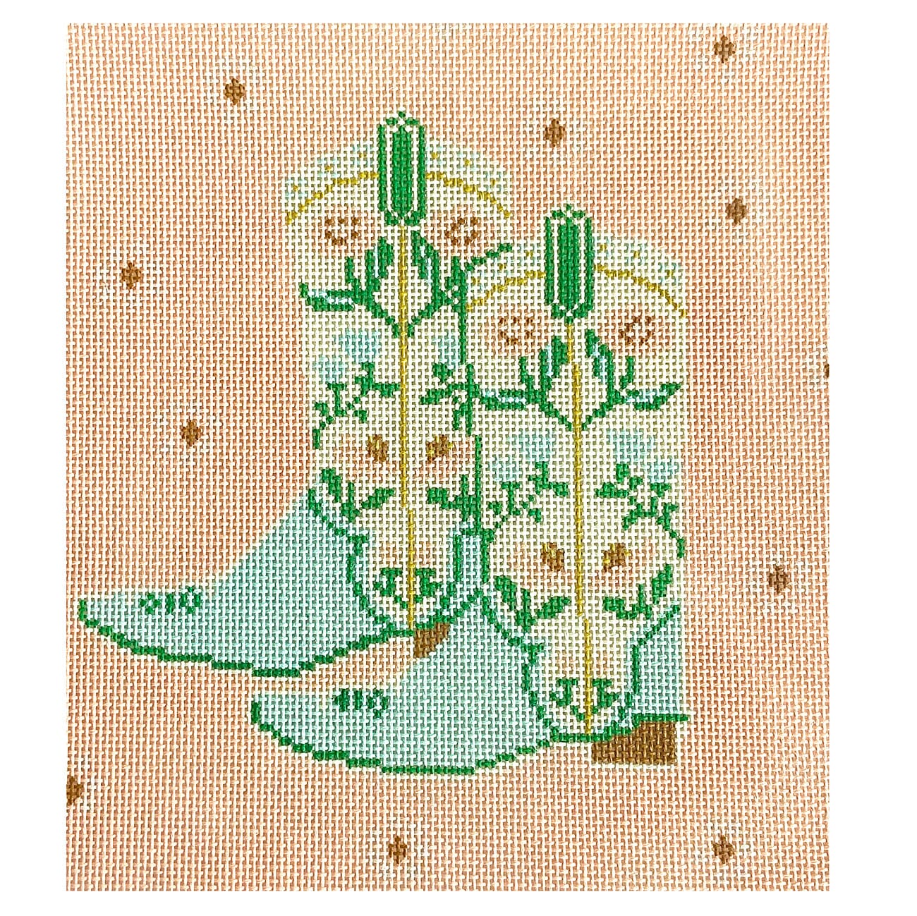 Floral Boots on Peach 10x10 Painted Canvas Le Point Studio