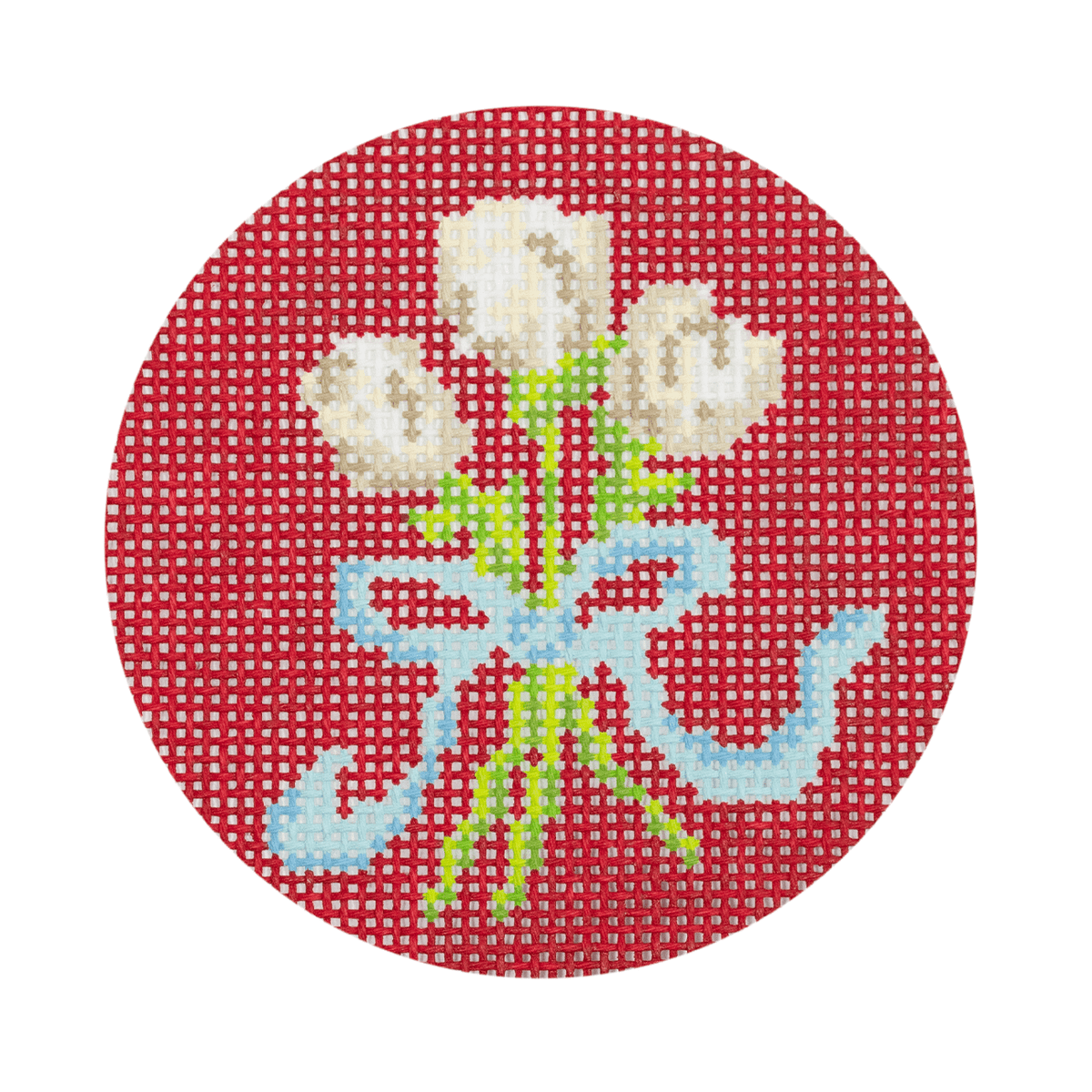 Floral Bouquet Round 4 Red Painted Canvas POP Needle Arts - 1
