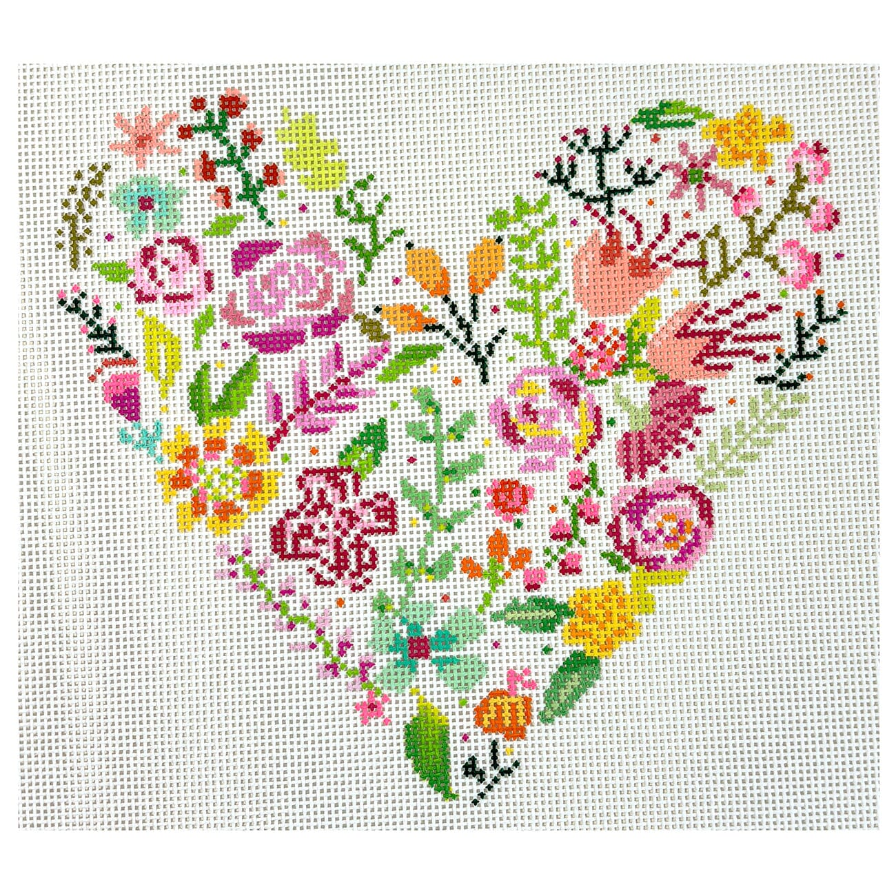 Floral Heart Painted Canvas Blueberry Point Canvas