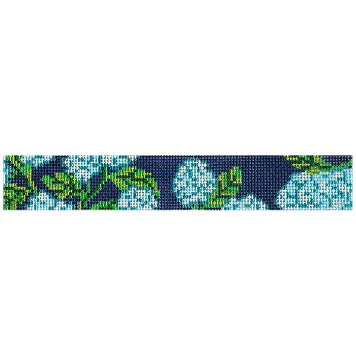 Floral Key Fob on Blue Painted Canvas KCN Designers