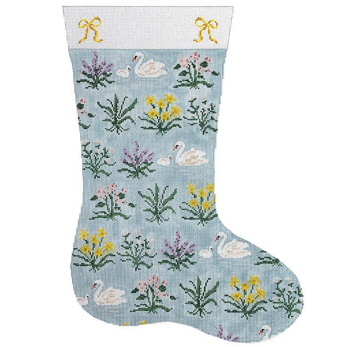 Floral Stocking Painted Canvas The Plum Stitchery - 1