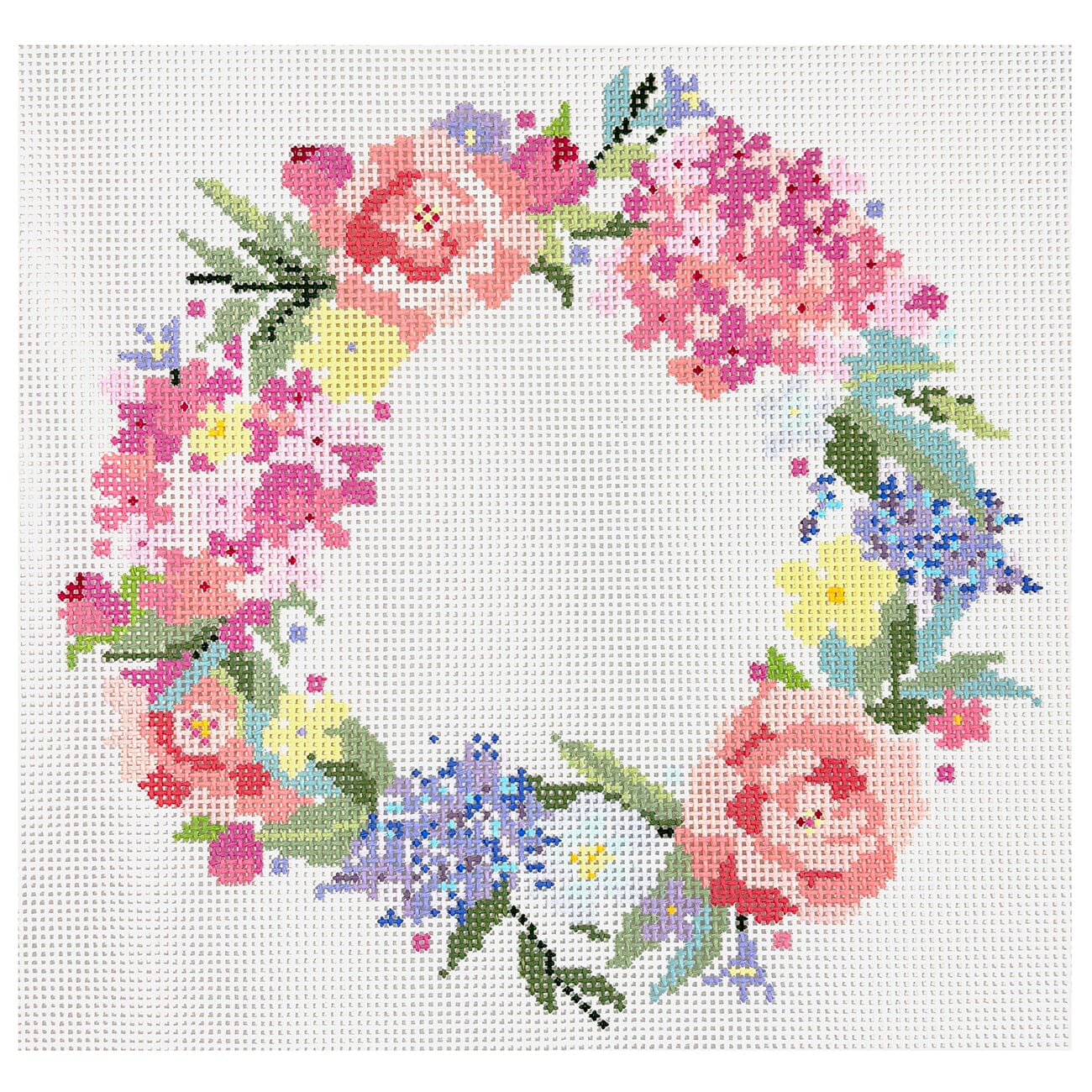 Floral Wreath Painted Canvas Blueberry Point Canvas - 1