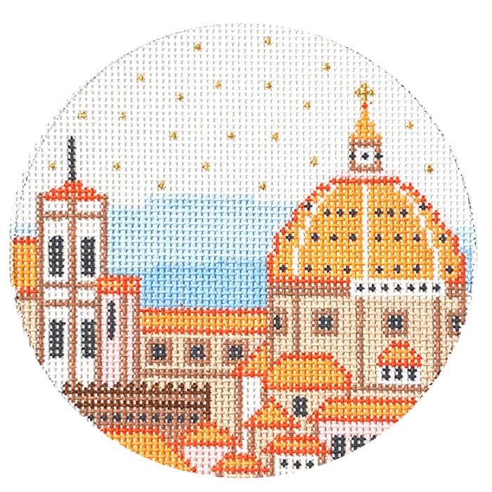 Florence Sights Round Painted Canvas Coco Frank Studio - 1