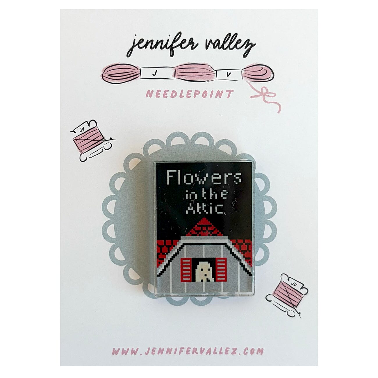 Flowers in the Attic Acrylic Needle Minder Accessories Jennifer Vallez Needlepoint - 1