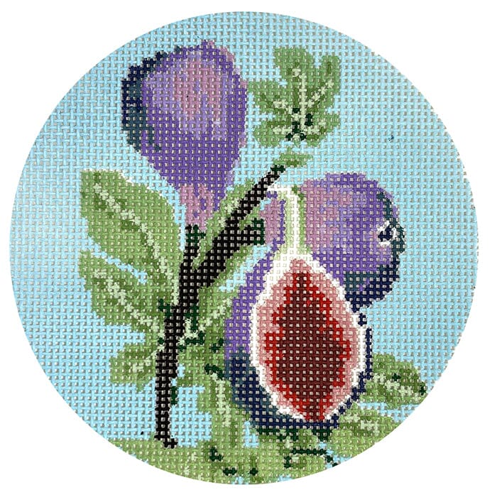 Flowers of the Bible: Fig Tree Round Painted Canvas Atlantic Blue Canvas - 1