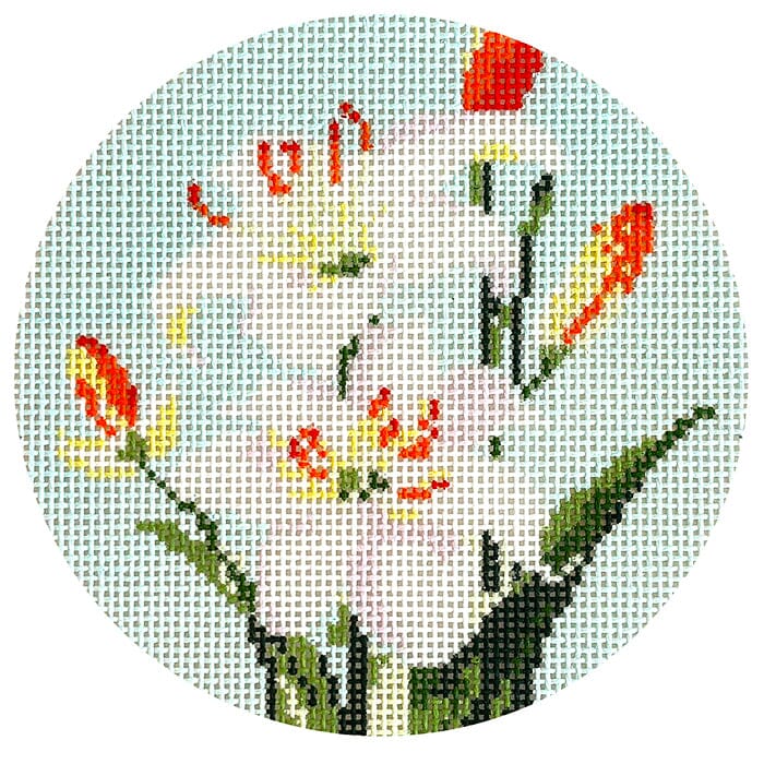 Flowers of the Bible: Lily of the Field Round Painted Canvas Atlantic Blue Canvas - 1
