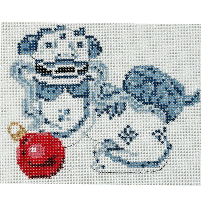 Foo Dog with Ornament Painted Canvas The Gingham Stitchery