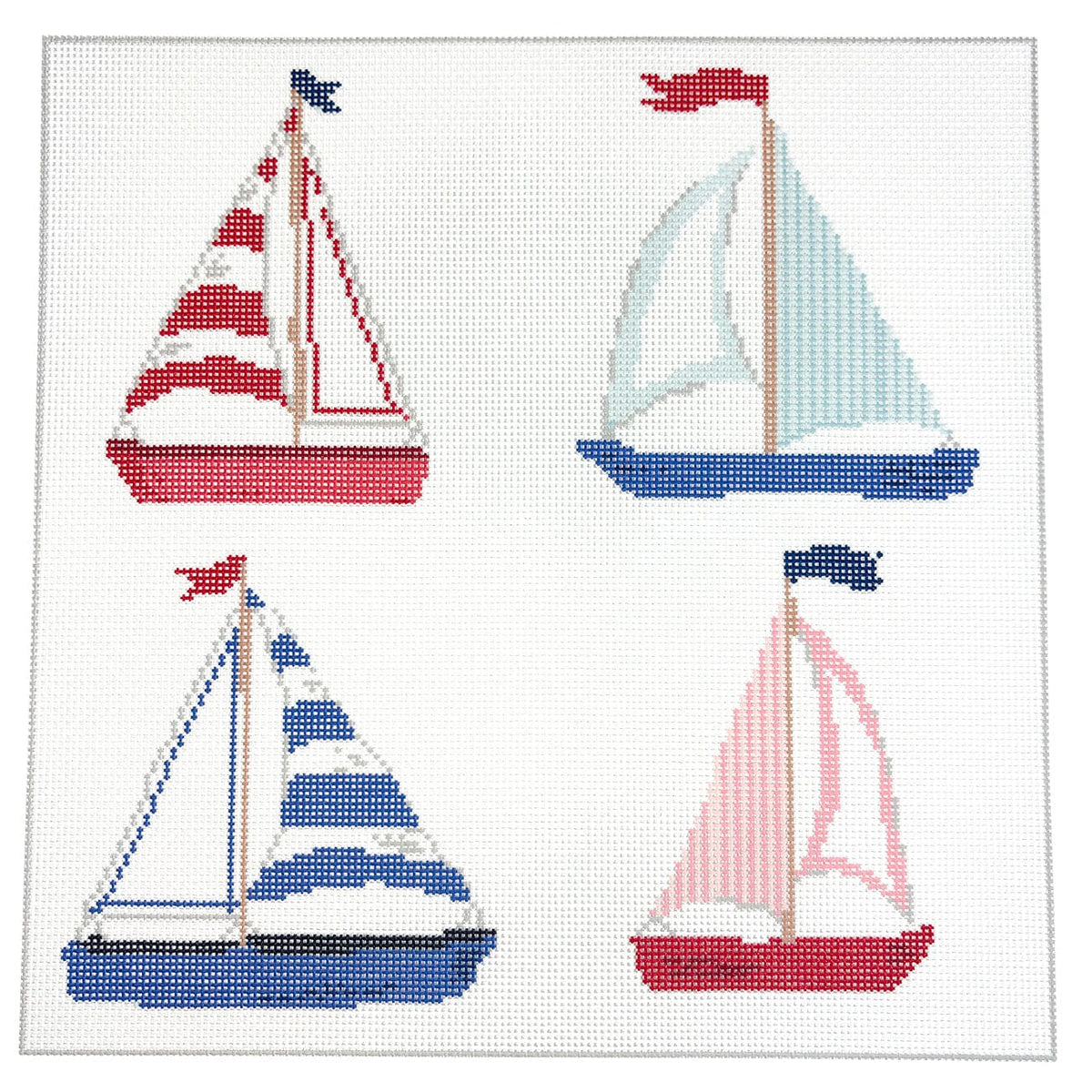 Four Sailboats 12x12 Painted Canvas KCN Designers - 1
