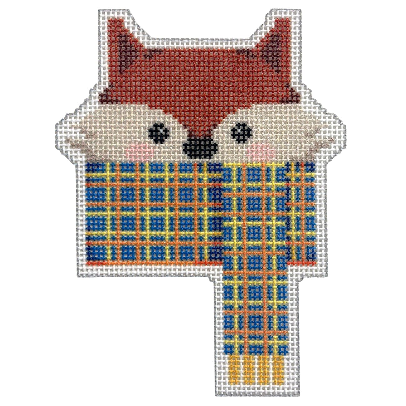 Fox/Plaid Scarf Printed Canvas Two Sisters Needlepoint - 1