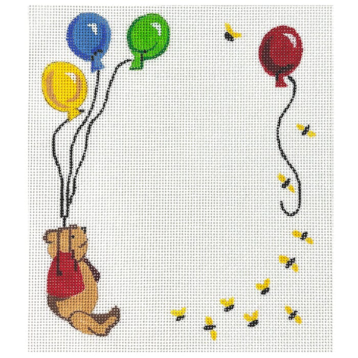 Frame Pooh w/Balloons and Bees Painted Canvas Kate Dickerson Needlepoint Collections - 1