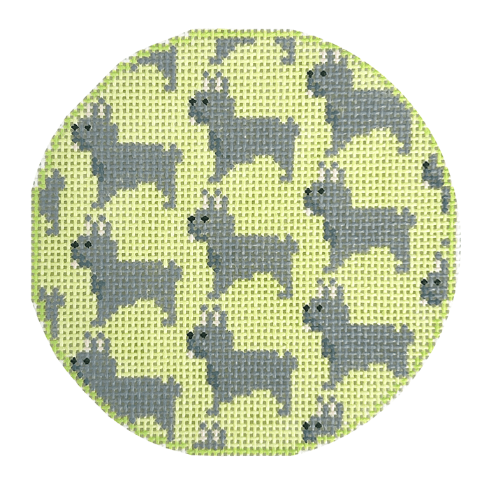 French Bulldog Repeat Round Painted Canvas Mopsey Designs - 1