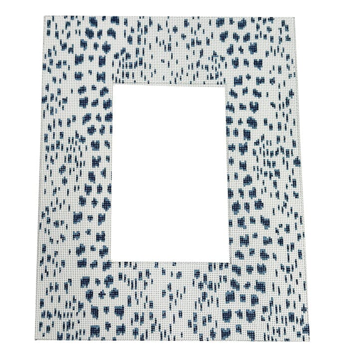 French Dots Picture Frame Navy Painted Canvas The Gingham Stitchery - 1
