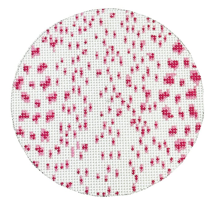 French Dots Round Pink Painted Canvas The Gingham Stitchery - 1