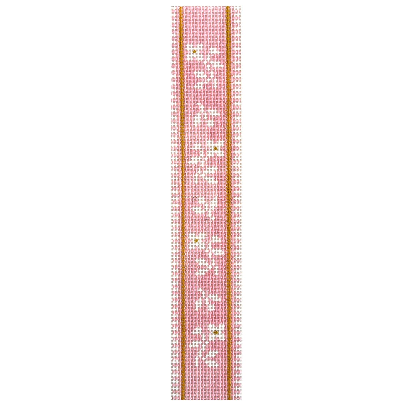 French Ribbon Keychain Pink Painted Canvas Le Point Studio - 1