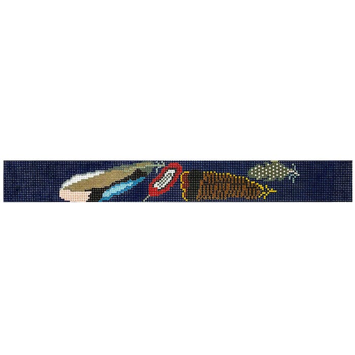 Game Feathers Keyfob Painted Canvas The Gingham Stitchery - 1
