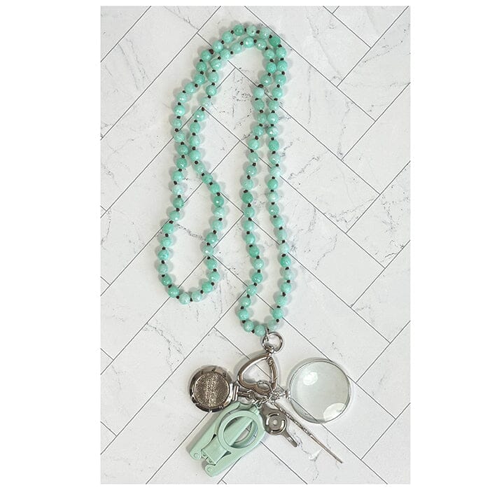 Gemstone Chatelaine Necklace - Light Green Turquoise Accessories Victoria Whitson Needlepoint