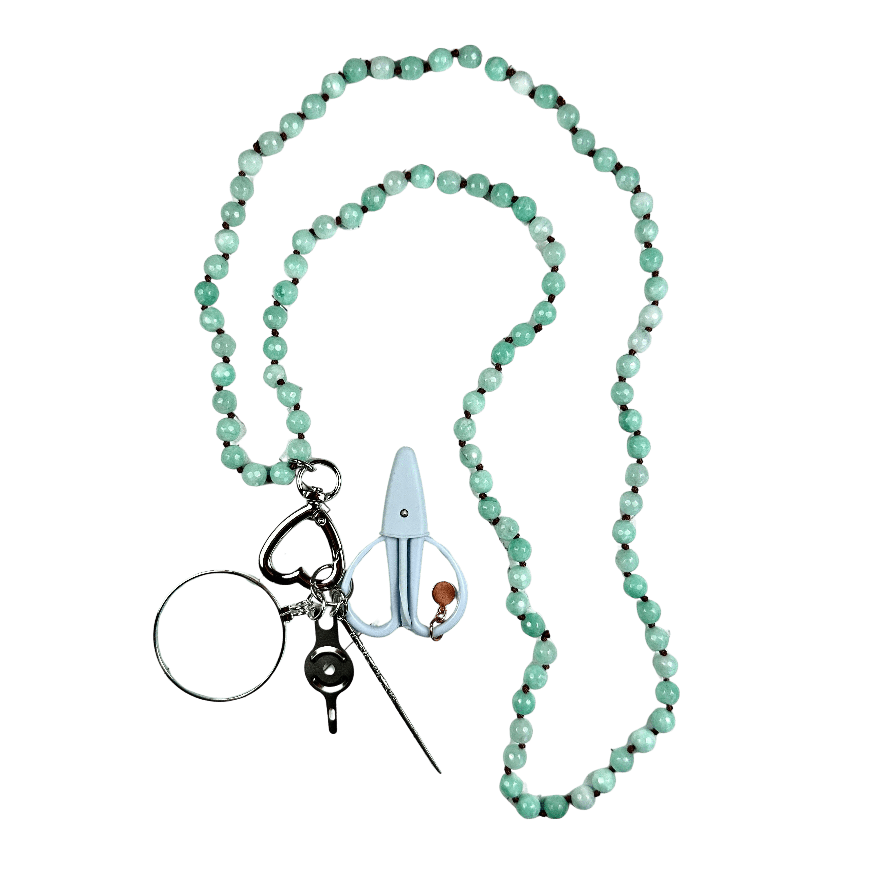 Gemstone Chatelaine Necklace Light Green Turquoise Accessories Victoria Whitson Needlepoint - 1