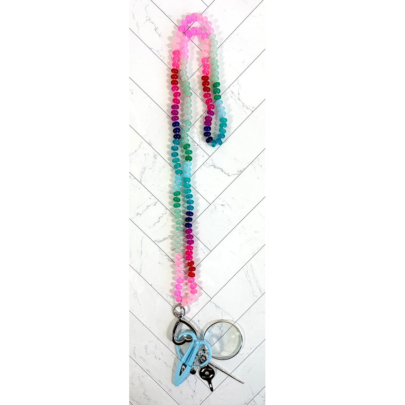 Gemstone Chatelaine Necklace Multi Pez King James Accessories Victoria Whitson Needlepoint - 1