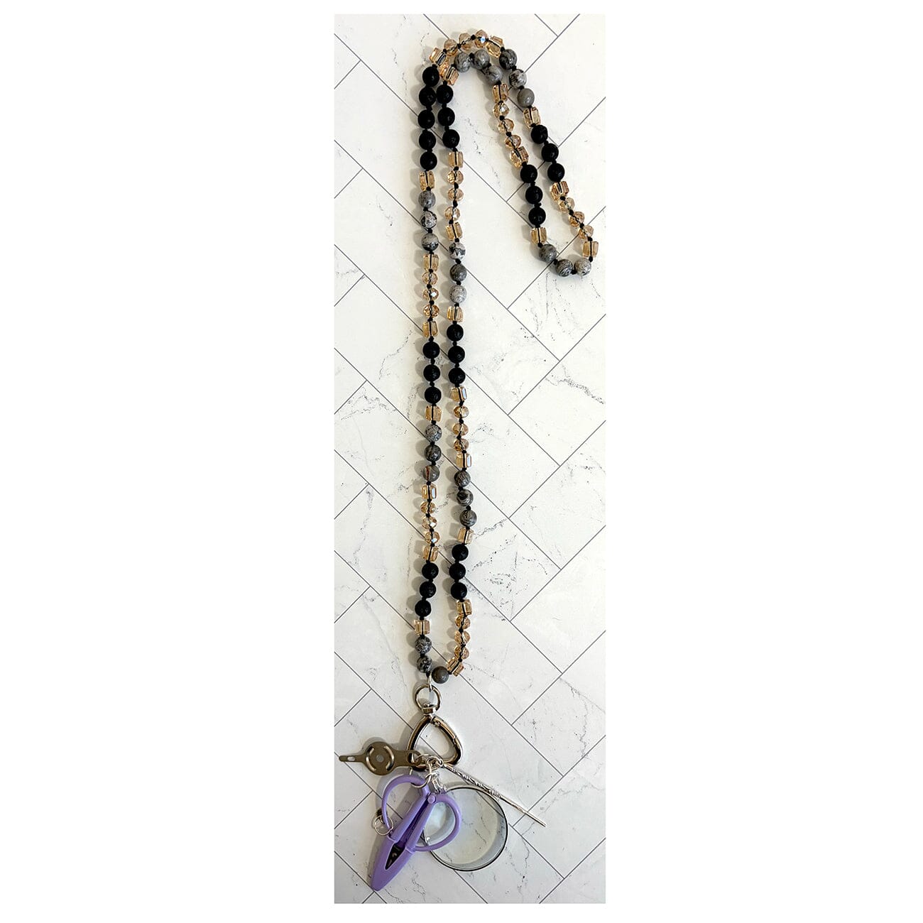 Gemstone Chatelaine Necklace Out & About Accessories Victoria Whitson Needlepoint - 1