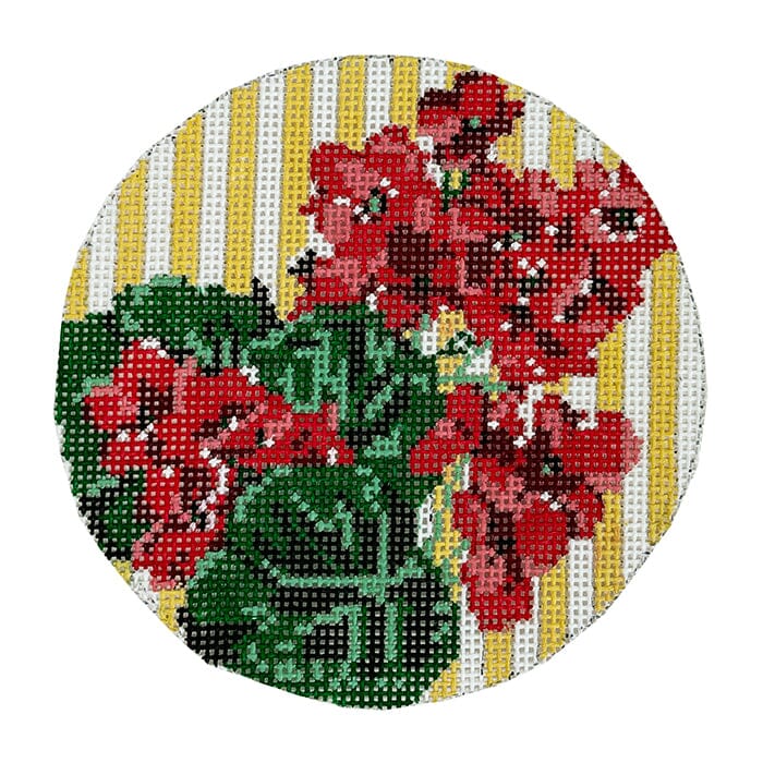 Geranium Round Needlepoint.Com - 1