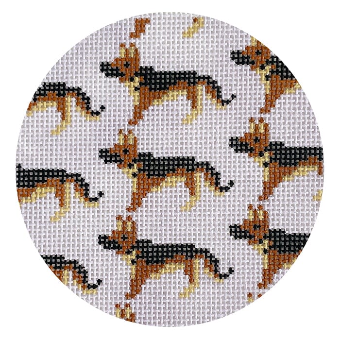 German Shepard Repeat Round Painted Canvas Mopsey Designs - 1