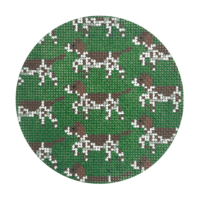 German Short Hair Pointer Repeat Round Painted Canvas Mopsey Designs - 1