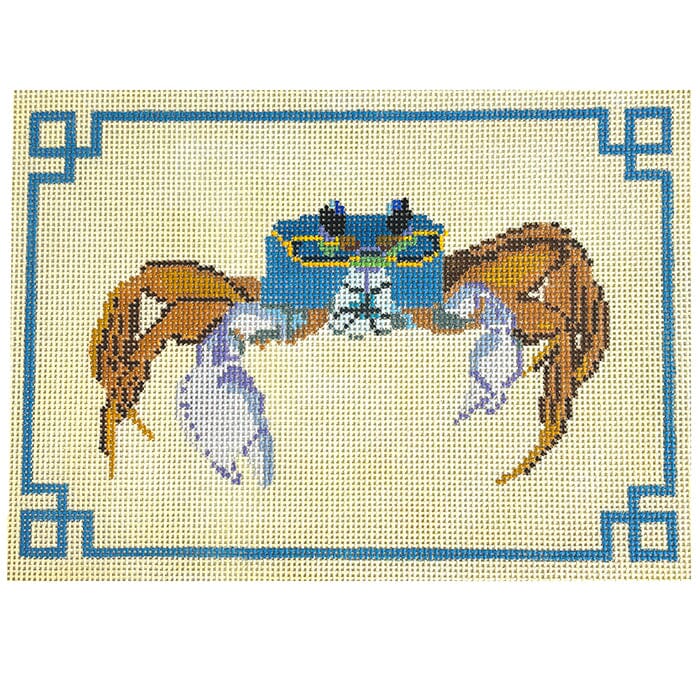 Ghost Crab on Yellow Painted Canvas Blue Ridge Stitchery - 1
