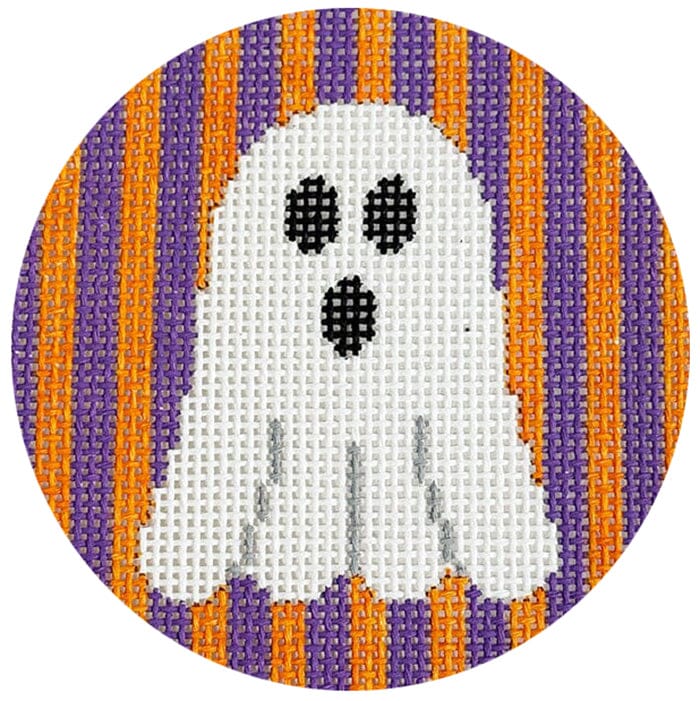 Ghost on Purple & Orange Stripes Painted Canvas Kristine Kingston - 1