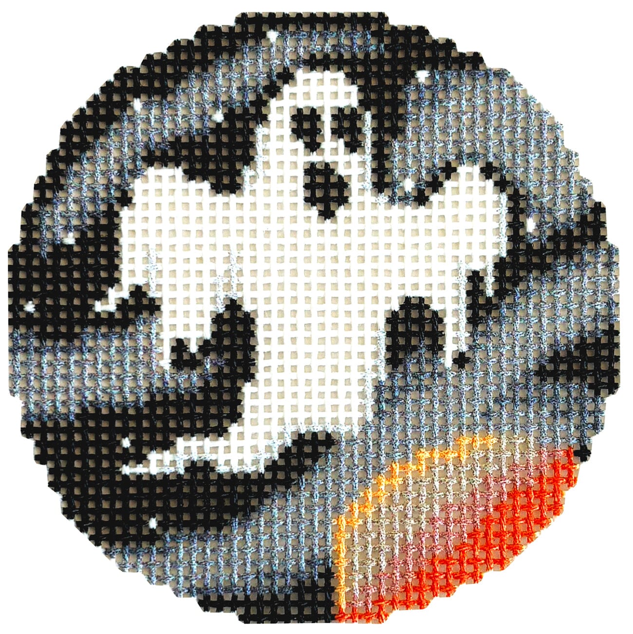 Ghost Round Printed Canvas Two Sisters Needlepoint