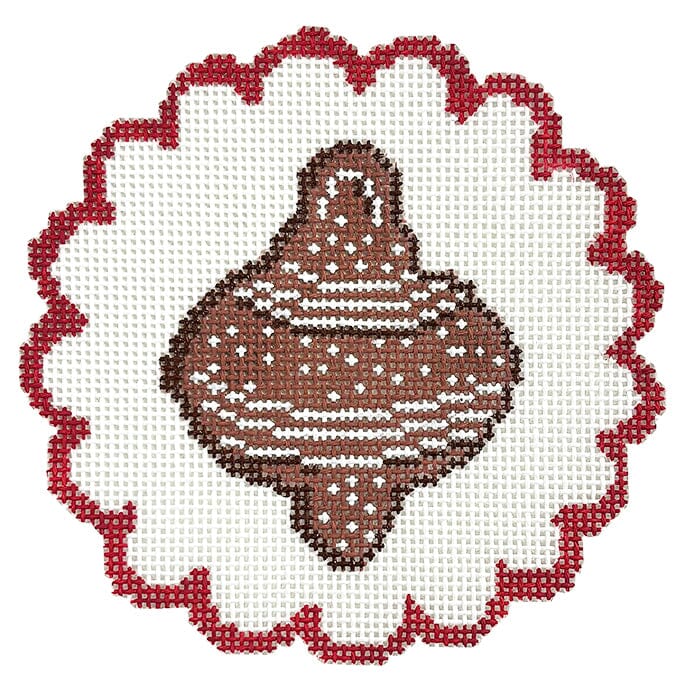 Gingerbread Cookie 4" Ornament Painted Canvas Initial K Studio - 1