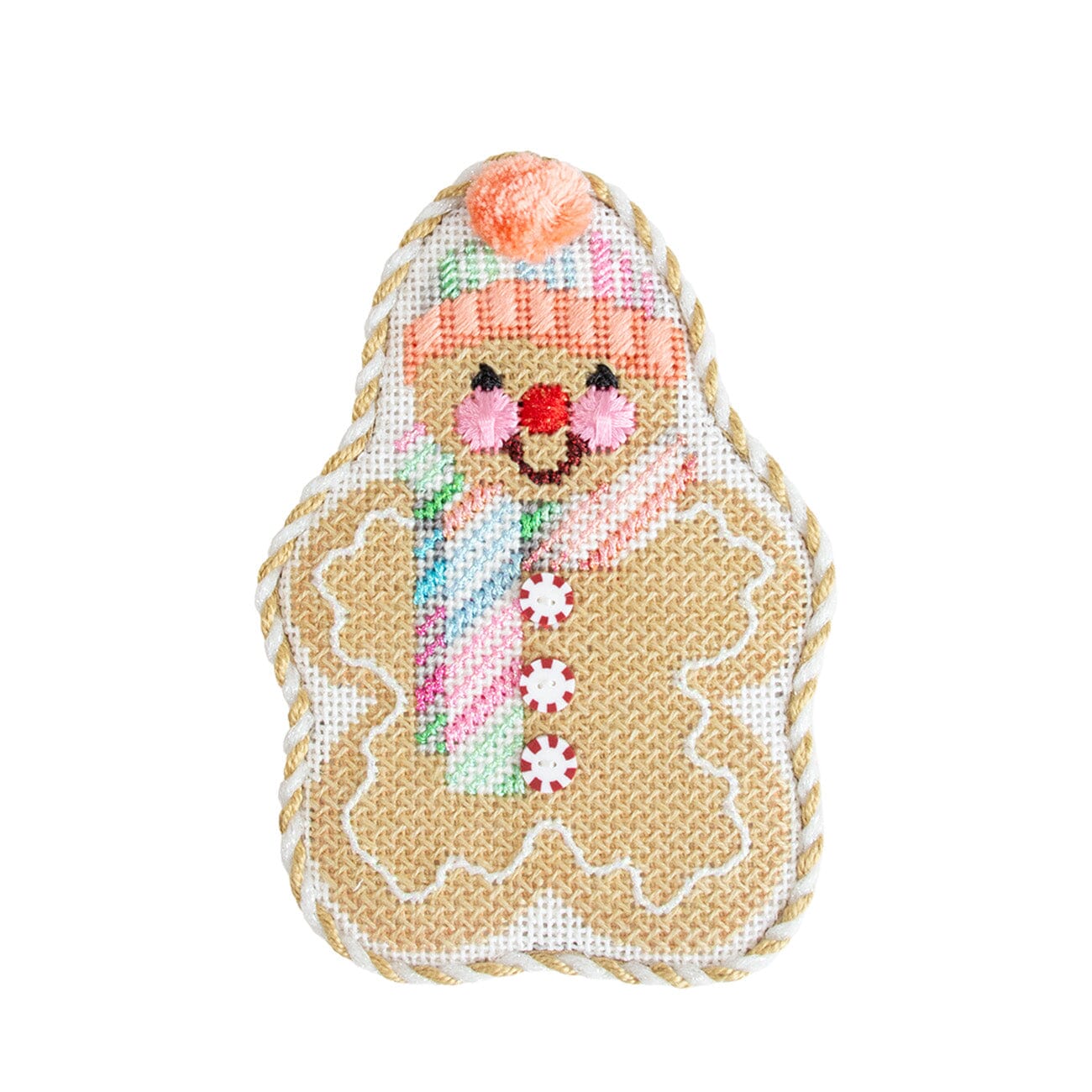 Gingerbread Friends Fruity Stripe Scarf with Stitch Guide Printed Canvas Two Sisters Needlepoint - 2