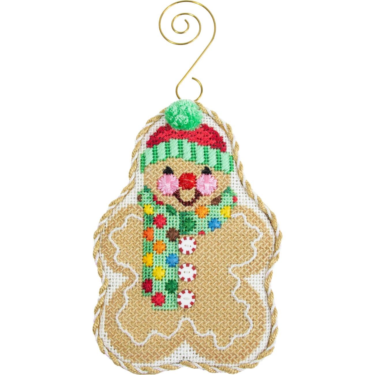 Gingerbread Friends M&M Scarf Printed Canvas Two Sisters Needlepoint - 1