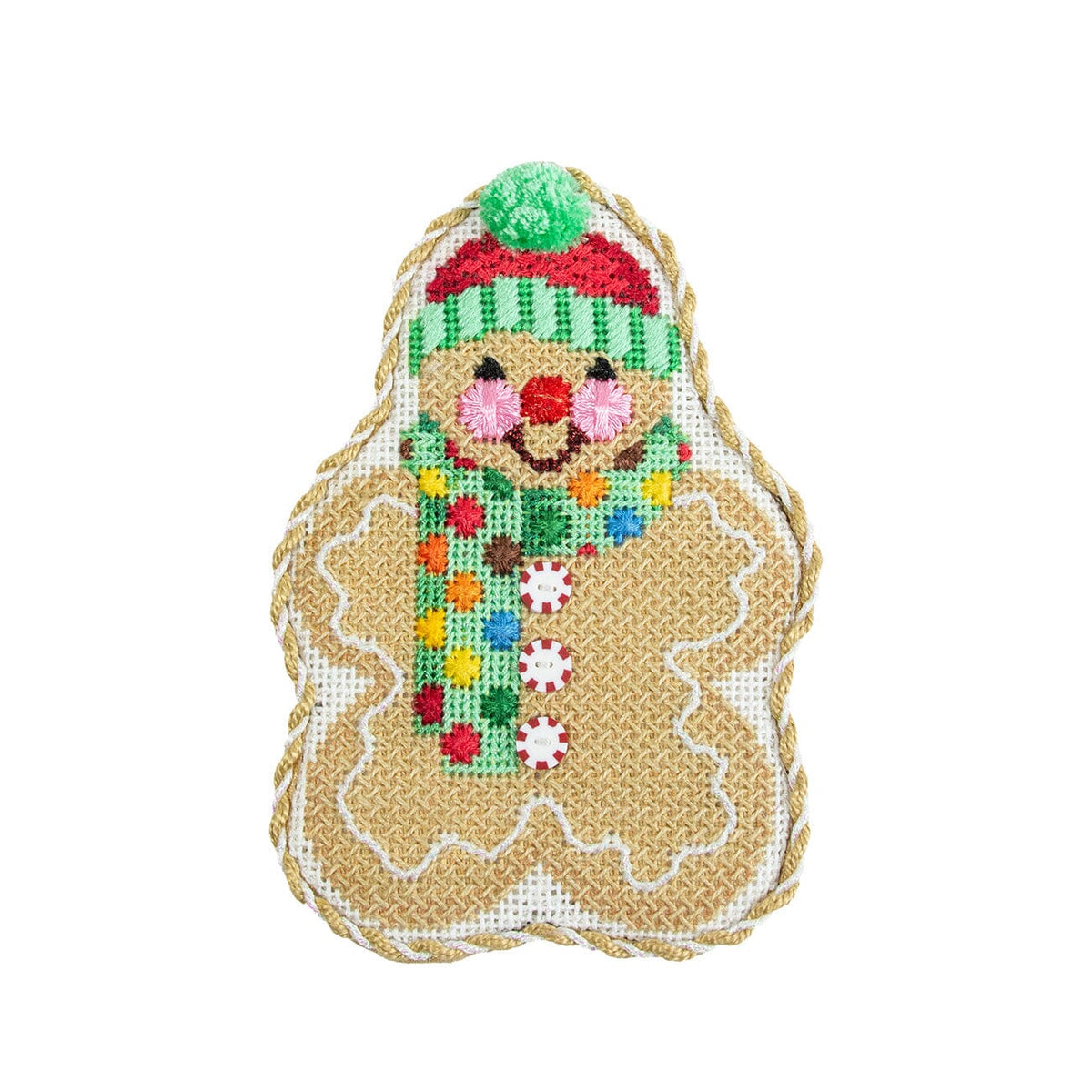 Gingerbread Friends M&M Scarf with Stitch Guide Printed Canvas Two Sisters Needlepoint - 2