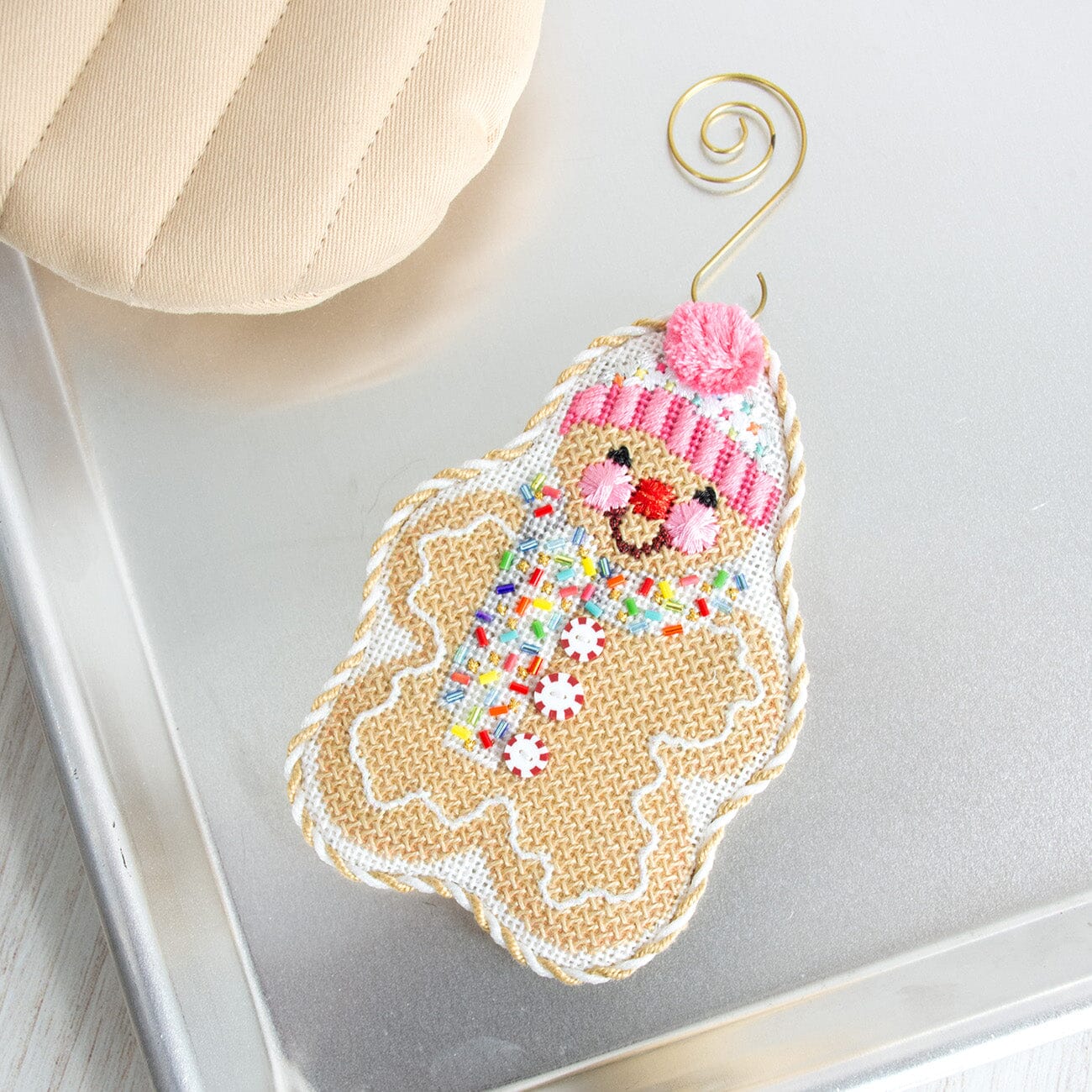Gingerbread Friends Multi Sprinkles Scarf with Stitch Guide Printed Canvas Two Sisters Needlepoint - 5