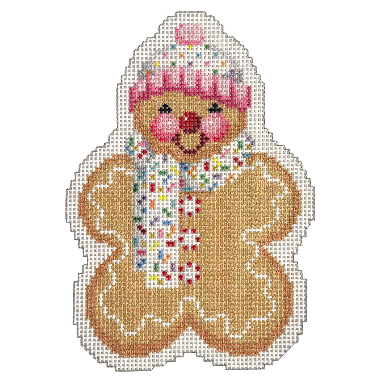 Gingerbread Friends Multi Sprinkles Scarf with Stitch Guide Printed Canvas Two Sisters Needlepoint - 2