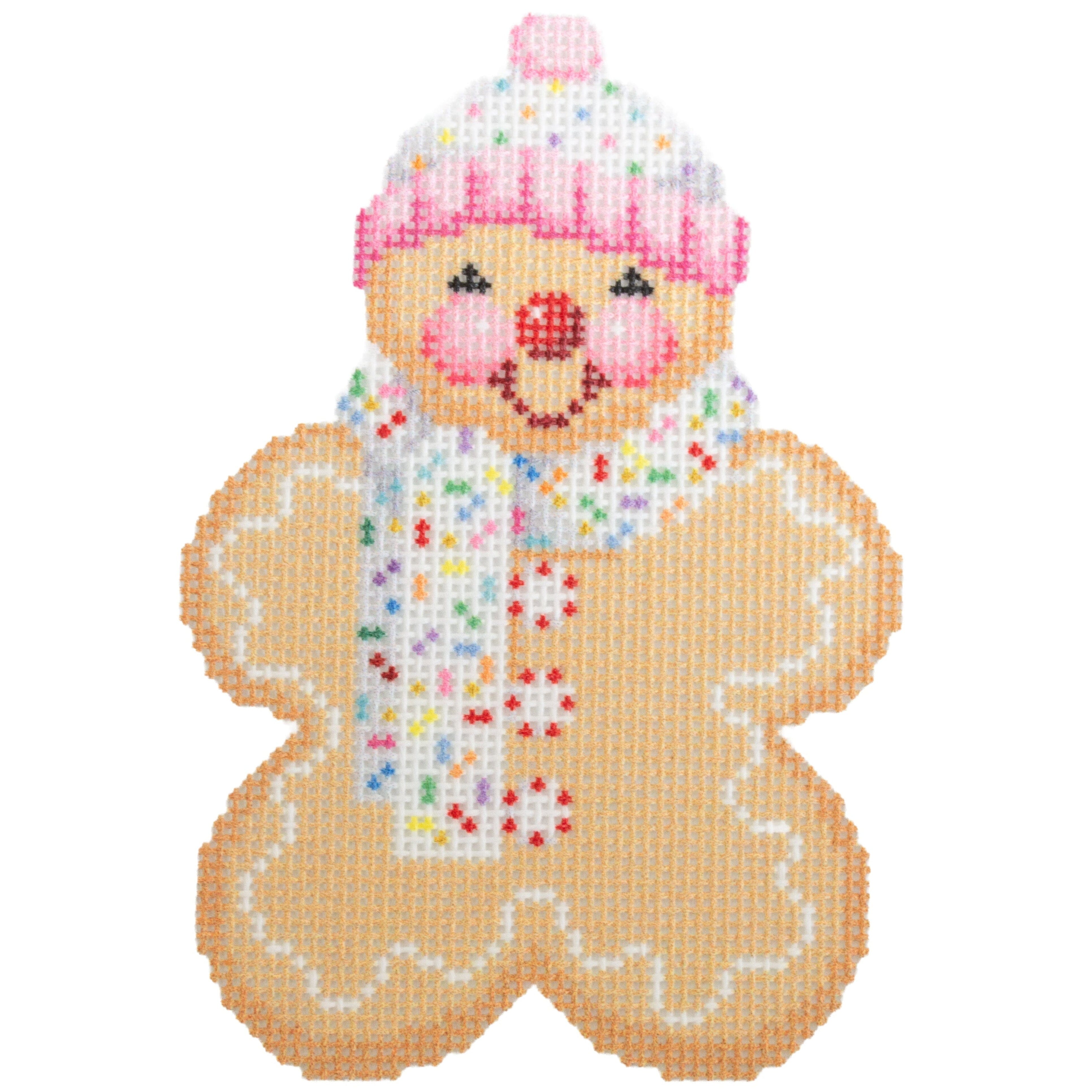 Gingerbread Friends Multi Sprinkles Scarf with Stitch Guide Printed Canvas Two Sisters Needlepoint - 1
