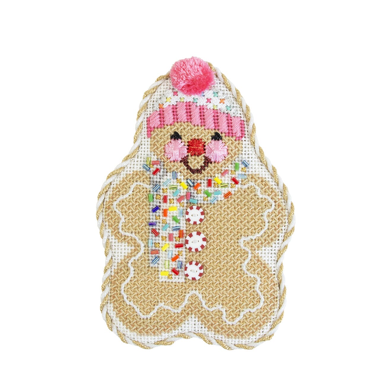 Gingerbread Friends Multi Sprinkles Scarf with Stitch Guide Printed Canvas Two Sisters Needlepoint - 2