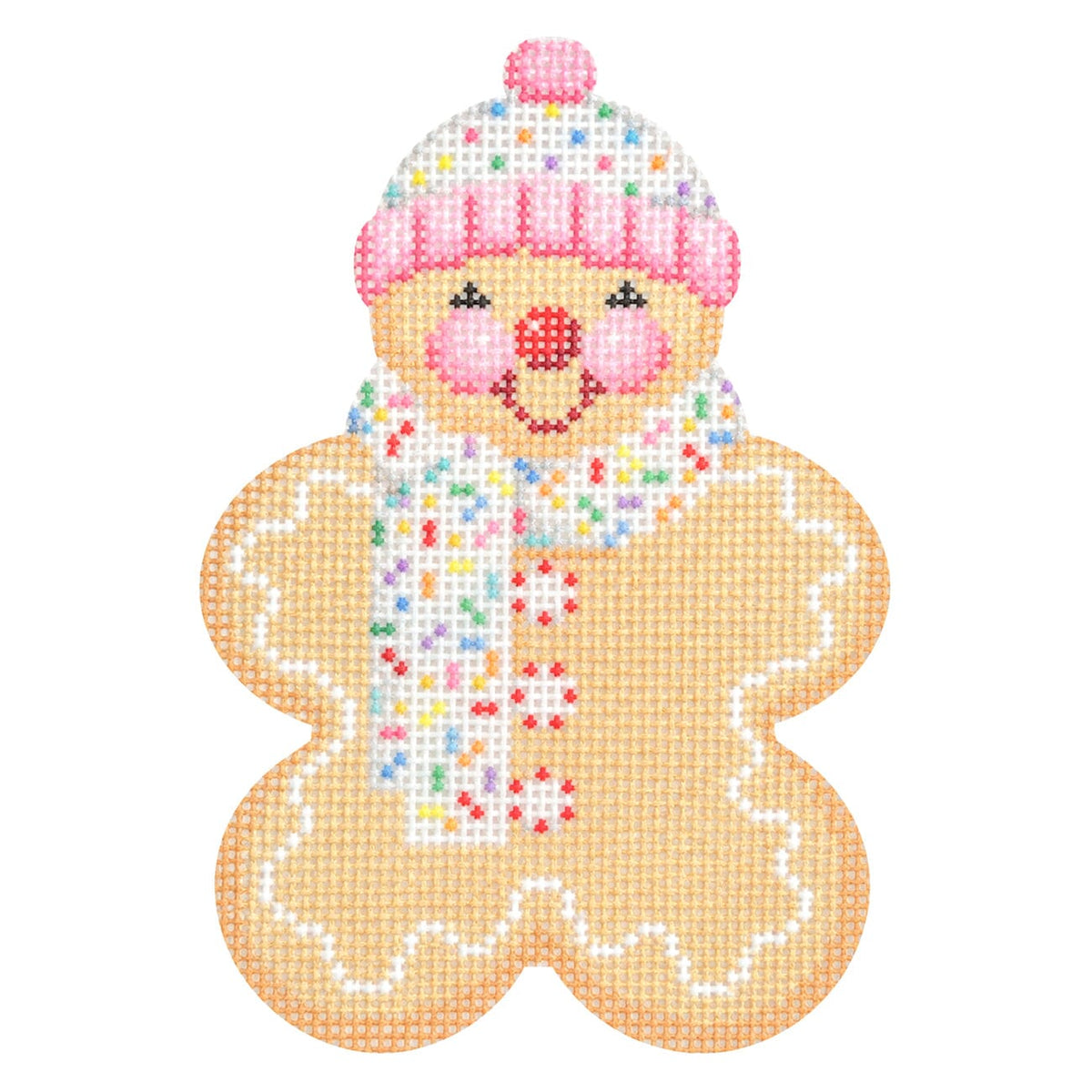 Gingerbread Friends Multi Sprinkles Scarf with Stitch Guide Printed Canvas Two Sisters Needlepoint - 1