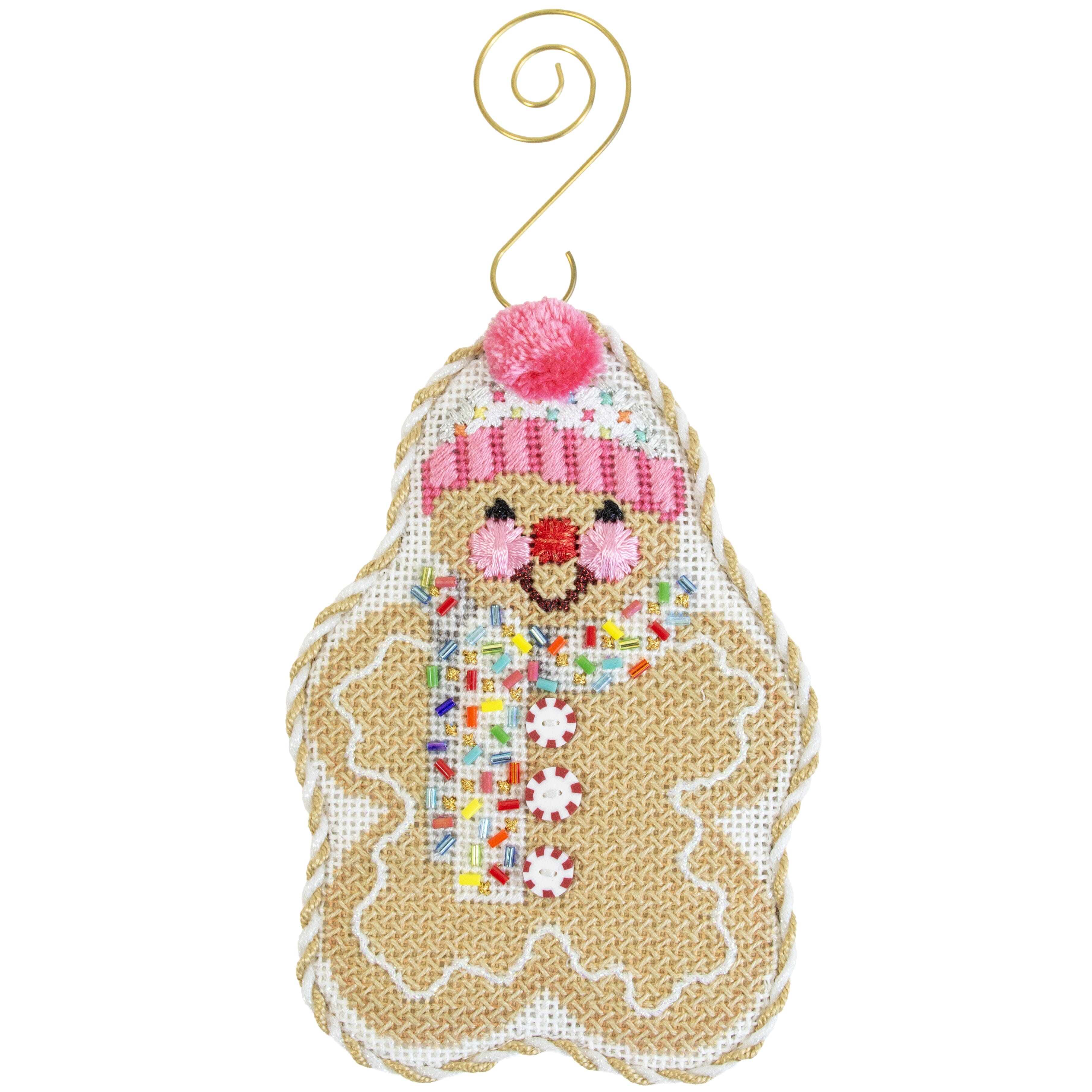 Gingerbread Friends Multi Sprinkles Scarf with Stitch Guide Printed Canvas Two Sisters Needlepoint