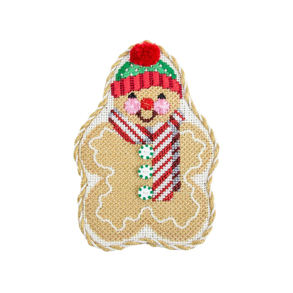 Gingerbread Friends Peppermint Scarf with Stitch Guide Printed Canvas Two Sisters Needlepoint - 2